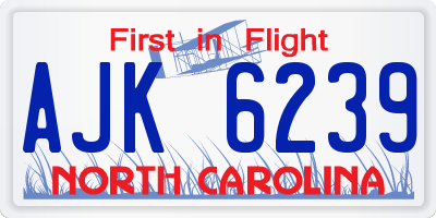 NC license plate AJK6239