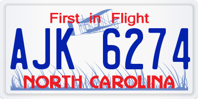 NC license plate AJK6274