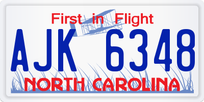 NC license plate AJK6348