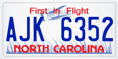 NC license plate AJK6352