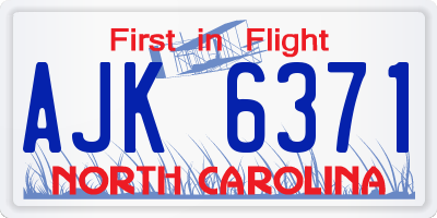 NC license plate AJK6371