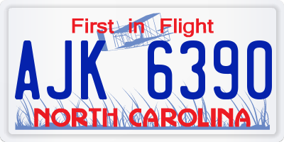 NC license plate AJK6390