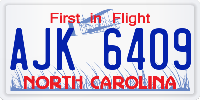 NC license plate AJK6409