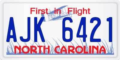 NC license plate AJK6421