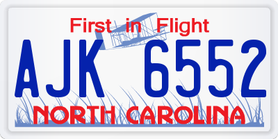 NC license plate AJK6552