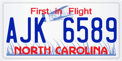 NC license plate AJK6589