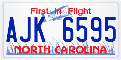 NC license plate AJK6595