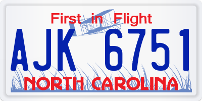 NC license plate AJK6751