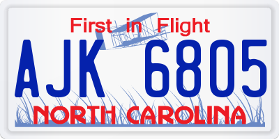NC license plate AJK6805