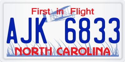 NC license plate AJK6833