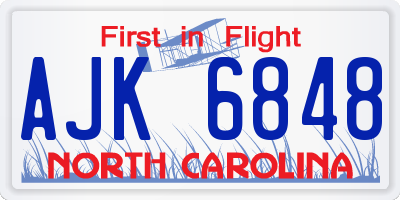 NC license plate AJK6848