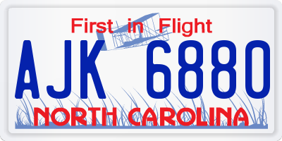 NC license plate AJK6880