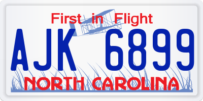 NC license plate AJK6899