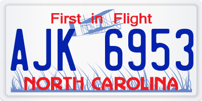 NC license plate AJK6953