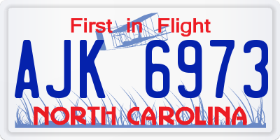 NC license plate AJK6973