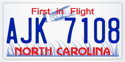 NC license plate AJK7108