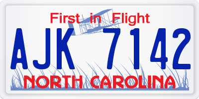 NC license plate AJK7142