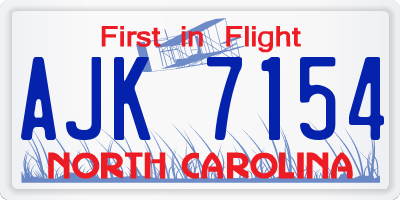 NC license plate AJK7154