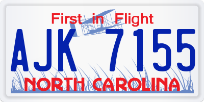 NC license plate AJK7155