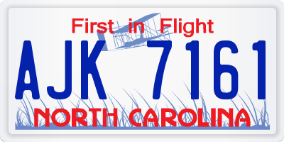 NC license plate AJK7161