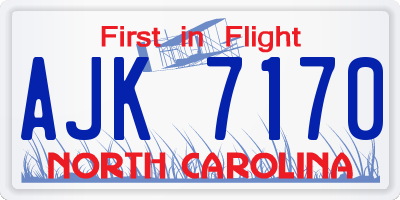 NC license plate AJK7170