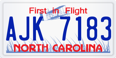 NC license plate AJK7183