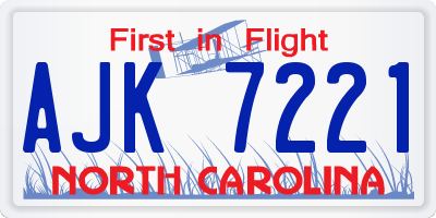 NC license plate AJK7221