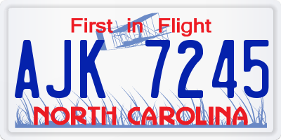NC license plate AJK7245
