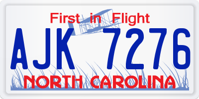 NC license plate AJK7276
