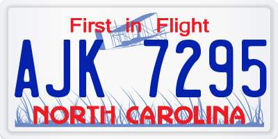 NC license plate AJK7295