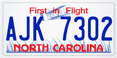 NC license plate AJK7302