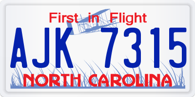 NC license plate AJK7315