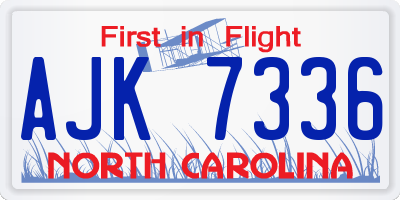 NC license plate AJK7336