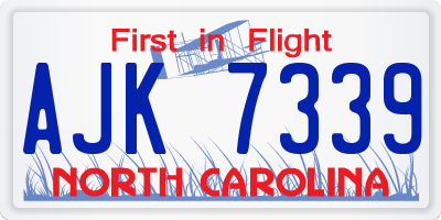 NC license plate AJK7339