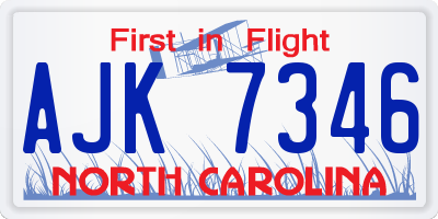 NC license plate AJK7346