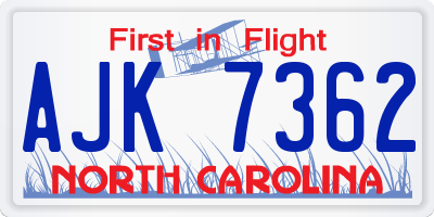 NC license plate AJK7362