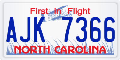 NC license plate AJK7366
