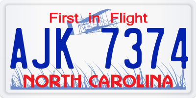 NC license plate AJK7374