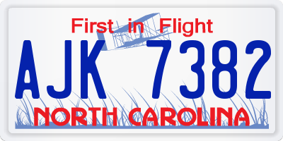 NC license plate AJK7382