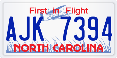 NC license plate AJK7394