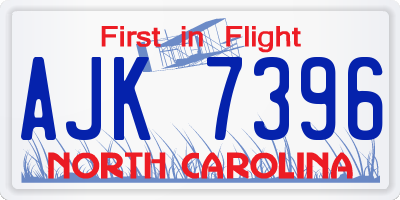 NC license plate AJK7396