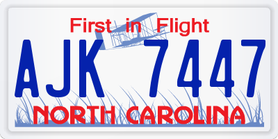 NC license plate AJK7447
