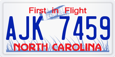 NC license plate AJK7459