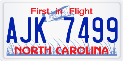 NC license plate AJK7499