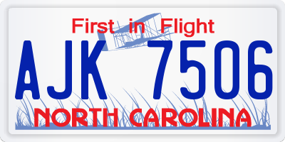 NC license plate AJK7506