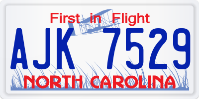 NC license plate AJK7529