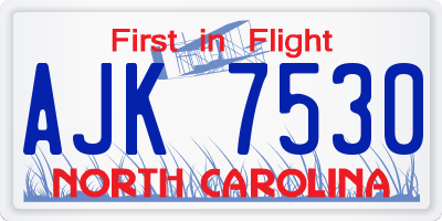 NC license plate AJK7530