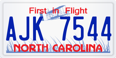 NC license plate AJK7544