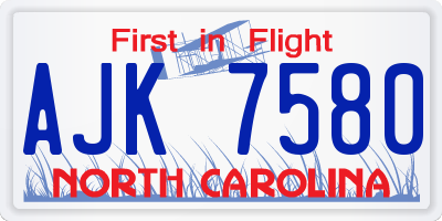 NC license plate AJK7580