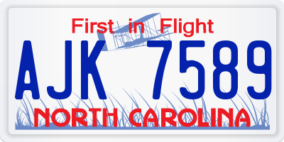 NC license plate AJK7589